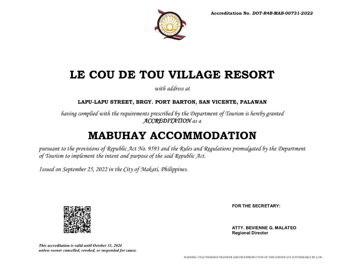 Le Cou De Tou Village Resort San Vicente  Exteriér fotografie
